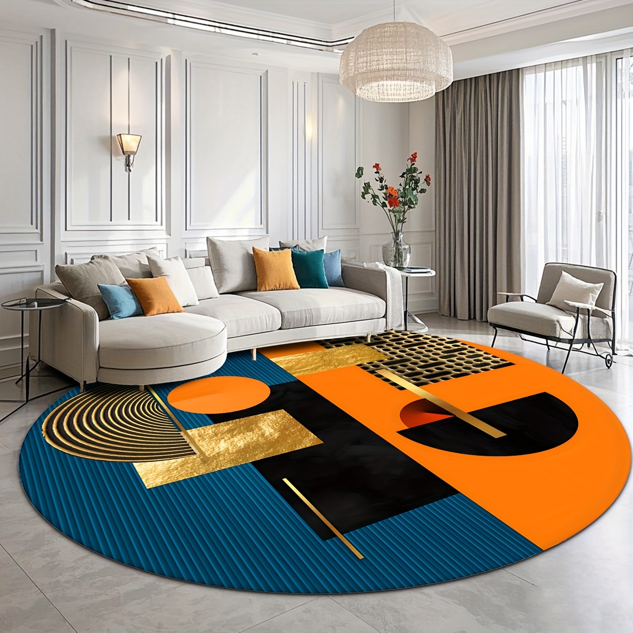 Home Bathroom Door Design - Alfombra Redonda de Lujo con Diseño