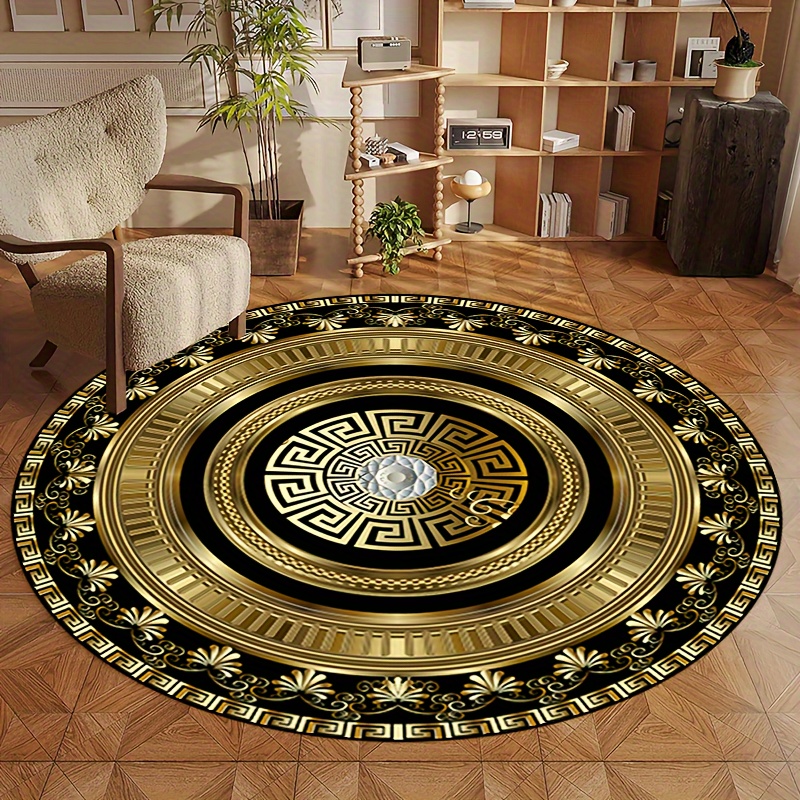 Home Bathroom Door Design - Alfombra Redonda con Patrón Griego, Alfombra
