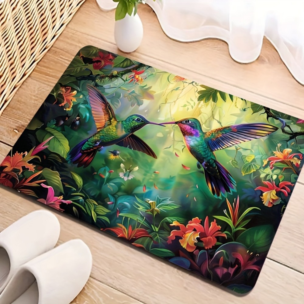 Home Bathroom Door Design - VIKAMA-alfombrilla de diseño Tropical de colibrí