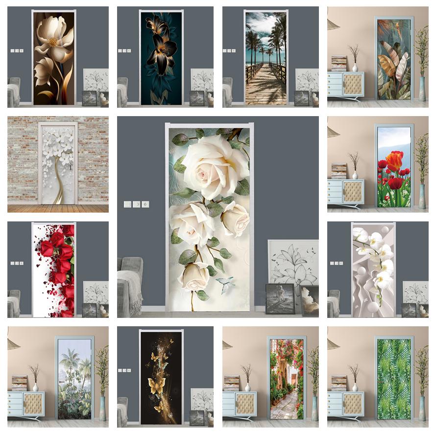 Home Bathroom Door Design - Papel tapiz de flores rosas blancas