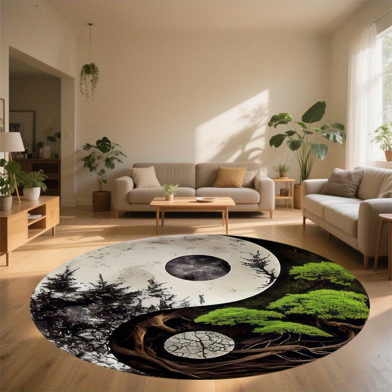 Alfombra redonda de escena noc - Home Bathroom Door Design reseña y precio